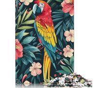 Puzzles for Adults Tropical Parrot Illustration 500 Piece Jigsaw Puzzles Wood Jigsaw for Adults And Age 18 Years Up Impossible Puzzle 500pcs (52x38cm)