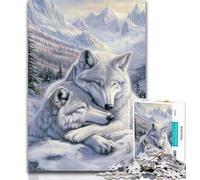 Puzzles for Adults Two White Wolves Puzzles for Adults 1000 Pieces,Birthday Present, Gifts, Wall Art for And Age 14 Years Up 26x38cm