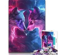 Puzzles for Adults Two Wolves in Colour Jigsaw Puzzles for Adults,for Educational Game Challenge Toy Artists Collection, Fine Art 50x75cm