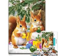 Puzzles for Adults Water Christmas Squirrel 1000 Piece Jigsaw Puzzles for Teenagers,Toys Educational Games Stress Relieving Enhance Love between Couples 50x75cm