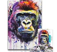 Puzzles for Adults Watercolor Chimpanzee Adult Jigsaws 1000 Pieces Difficult,Toys Educational Games Stress Relieving Artists Collection, Fine Art 26x38cm