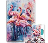 Puzzles for Adults Watercolor Flamingo 1000 Piece Jigsaw Puzzles for Adults Gifts,with Matching Poster And Trivia Sheet for Age 14 (50x75cm)