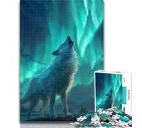 Puzzles for Adults Wolf Under The Aurora Puzzles for Teenagers 1000 Pieces,Relax Games Is Ideal As A Gift for The Whole Family 26x38cm