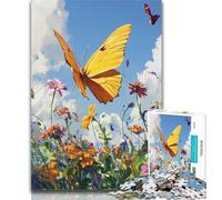 Puzzles for Adults Yellow Butterfly Oil Painting Jigsaw Puzzle 1000 Pieces for Teenagers,Educational Game Challenge Toy for Women And Men 50x75cm