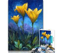 Puzzles for Adults Yellow Lilies in The Night Sky 1000 Piece Jigsaw Puzzles for Teenagers,Toys Educational Games Stress Relieving Enhance Love between Couples 50x75cm