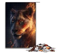 Puzzles for Adults1000 Piece Fire Lioness Jigsaw for Kids Wood Jigsaw Decompressing Intellectual Educational Toy 75x50cm