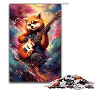 Puzzles for Adults1000 Piece Red Panda Playing Guitar by of Thick Colour Jigsaw for Kids Wood Jigsaw Decompressing Intellectual Educational Toy 75x50cm