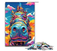 Puzzles for Adults1000 Piece Robot Hippo by of Thick Coloured Cloud Jigsaw for Kids Wood Jigsaw Decompressing Intellectual Educational Toy 75x50cm