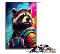 Puzzles for Adults1000 Piece Robot Raccoon by of Thick Coloured Clour Jigsaw for Kids Wood Jigsaw Decompressing Intellectual Educational Toy 75x50cm