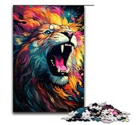Puzzles for Adults1000 Piece The Colorful And Psychedelic King of Beasts Jigsaw for Kids Wood Jigsaw Decompressing Intellectual Educational Toy 75x50cm
