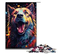 Puzzles for Adults1000 Piece The Colorful Psychedelia of Cosmic Dogs Jigsaw for Kids Wood Jigsaw Decompressing Intellectual Educational Toy 75x50cm