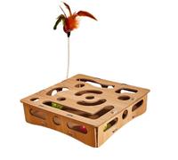 Puzzles for Cats with Teaser Wand and Balls Funny Wooden