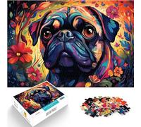 puzzles for Colorful psychedelic painting of pug Jigsaw Puzzle 1000 Piece Wooden Jigsaw Puzzle as gifts for the whole family and the 1000pcs(50x75cm)