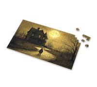 Puzzles For Kids Ages 4-6 A Child Walks Towards An Eerie, Moonlit Mansion Picture Puzzle 4 Year Old Girl Birthday Gifts Puzzle Board(1000PCS)