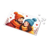 Puzzles For Kids Ages 4-6 A Couple In Winter Hats Smiles With Hearts Around Them Picture Puzzle 4 Year Old Girl Birthday Gifts 300 Piece Puzzle(1000PCS)