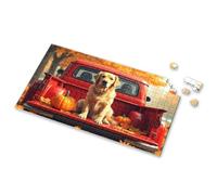 Puzzles For Kids Ages 4-6 A Golden Retriever Sits In The Bed Of A Red Pickup Truck Adorned Picture Puzzle 4 Year Old Girl Birthday Gifts Puzzle Board(500PCS)