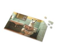 Puzzles For Kids Ages 4-6 A Llama Is Reading A Newspaper In The Bathroom Picture Puzzle 4 Year Old Girl Birthday Gifts 300 Piece Puzzle(300PCS)