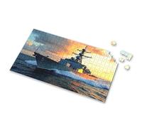 Puzzles For Kids Ages 4-6 A Naval Ship Sails Through Turbulent Waters At Sunset. Picture Puzzle Easter Gifts Easter Gifts For Adults(1000PCS)