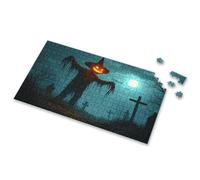 Puzzles For Kids Ages 4-6 A Spooky Scarecrow With A Glowing Pumpkin Face Stands Picture Puzzle 500 Piece Puzzles For Adults Clearance Girl Toys A(1000PCS)