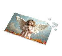 Puzzles For Kids Ages 4-6 Angel In Autumn: A Serene Prayer Amidst Falling Leaves Picture Puzzle Puzzles For Kids Ages 4-6 500 Piece Jigsaw Puzzles(1000PCS)