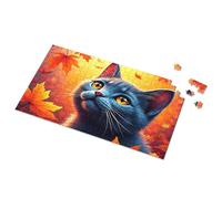 Puzzles For Kids Ages 4-6 Autumn Leaves And Curious Cat Picture Puzzle Puzzle Jigsaw Puzzles 1000 Pieces For Adults(1000PCS)
