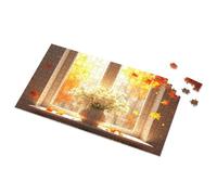 Puzzles For Kids Ages 4-6 Autumn Leaves And White Flowers On The Window Sill Picture Puzzle Puzzles For Adults 1000 Pieces Puzzles 500 Pieces(500PCS)