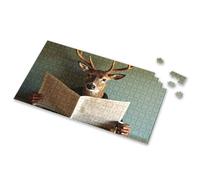 Puzzles For Kids Ages 4-6 Deer Reading Newspaper With Coffee Cup. Picture Puzzle Easter Gifts For Teens 4 Year Old Girl Birthday Gi(500PCS)