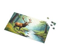 Puzzles For Kids Ages 4-6 Elk By The Stream In A Lush Forest Picture Puzzle Puzzle Jigsaw Puzzles 1000 Pieces For Adults(300PCS)