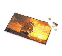 Puzzles For Kids Ages 4-6 Golden Sunset Sail: A Majestic Ship Journeying Through Waves Picture Puzzle Puzzles For Kids Ages 4-6 500 Piece Jigsaw Puzzles(300PCS)