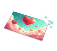 Puzzles For Kids Ages 4-6 Heart-Shaped Balloons Floating In The Sky. Picture Puzzle Easter Gifts For Teens 4 Year Old Girl Birthday Gi(300PCS)