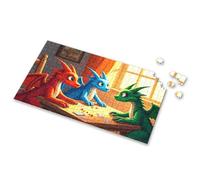 Puzzles For Kids Ages 4-6 Three Dragons Playing Cards By The Window. Picture Puzzle 500 Piece Puzzles For Adults Clearance Girl Toys A(500PCS)