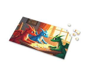 Puzzles For Kids Ages 4-6 Three Dragons Playing Cards By The Window. Picture Puzzle 500 Piece Puzzles For Adults Clearance Girl Toys A(1000PCS)
