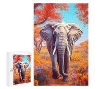 Puzzles for Teenagers 1000 PCS African Elephant in Autumn Landscape Puzzle For Teenagers Analysis And Logic Difficult And Challenge Great Gift for Gaming 1000 PCS