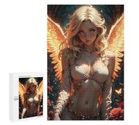 Puzzles for Teenagers 1000 PCS Angelic Figure with Golden Wings Jigsaws for Adults Puzzle Pattern Assembly Challenging To Complete Family Fun & Game Night 1000 PCS