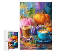 Puzzles for Teenagers 1000 PCS Autumn Pumpkin Latte Scene Puzzles for Teenagers Difficult Challenge Train Your Brain And Hands Brainteaser Family Games 1000 PCS