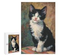 Puzzles for Teenagers 1000 PCS Black And White Kitten Painting Puzzle For Teenagers Staycation Kill Time for Birthday, Chrismas Family Fun & Game Night 1000 PCS