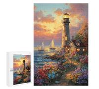 Puzzles for Teenagers 1000 PCS Coastal Lighthouse Sunset Scene-2 Puzzles for Teenagers Difficult Challenge Train Your Brain And Hands Brainteaser Family Games 1000 PCS