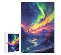 Puzzles for Teenagers 1000 PCS Colorful Aurora Mountain Landscape Puzzles for Teenagers Difficult Challenge Train Your Brain And Hands Brainteaser Family Games 1000 PCS