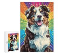 Puzzles for Teenagers 1000 PCS Colorful Australian Shepherd Art Print Puzzles for Teenagers Difficult Challenge Train Your Brain And Hands Brainteaser Family Games 1000 PCS