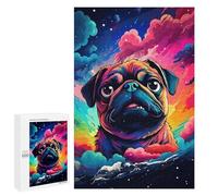 Puzzles for Teenagers 1000 PCS Colorful Pug Galaxy Art Print Jigsaw for Teenagers Enhance Memory Challenging To Complete Challenging Game Toys 1000 PCS