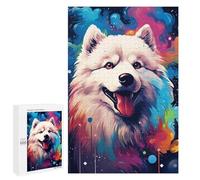 Puzzles for Teenagers 1000 PCS Colorful Samoyed Art Print Jigsaws for Adults Puzzle Pattern Assembly Challenging To Complete Family Fun & Game Night 1000 PCS