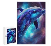 Puzzles for Teenagers 1000 PCS Cosmic Dolphin Art Print-8 Jigsaws for Adults Puzzle Pattern Assembly Challenging To Complete Family Fun & Game Night 1000 PCS