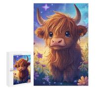 Puzzles for Teenagers 1000 PCS Cute Highland Cow Art Print Puzzles for Teenagers Difficult Challenge Train Your Brain And Hands Brainteaser Family Games 1000 PCS