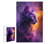 Puzzles for Teenagers 1000 PCS Flaming Cat Art Print Puzzles for Teenagers Difficult Challenge Train Your Brain And Hands Brainteaser Family Games 1000 PCS