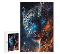 Puzzles for Teenagers 1000 PCS Flaming Leopard Art Print -1 Jigsaws for Adults Puzzle Pattern Assembly Challenging To Complete Family Fun & Game Night 1000 PCS