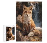 Puzzles for Teenagers 1000 PCS Fox by Waterfall Landscape Jigsaws for Adults Puzzle For Family Fun Help The Brain Exercise Great Gift for Gaming 1000 PCS