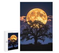 Puzzles for Teenagers 1000 PCS Full Moon Rising Behind Tree Silhouette-1 Puzzle For Teenagers Analysis And Logic Difficult And Challenge Great Gift for Gaming 1000 PCS