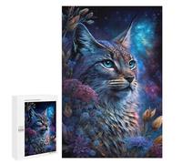Puzzles for Teenagers 1000 PCS Galactic Lynx Celestial Feline Artwork Jigsaws for Adults Puzzle Pattern Assembly Challenging To Complete Family Fun & Game Night 1000 PCS