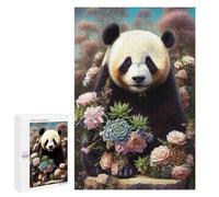Puzzles for Teenagers 1000 PCS Giant Panda with Flowers Puzzles for Teenagers Difficult Challenge Train Your Brain And Hands Brainteaser Family Games 1000 PCS