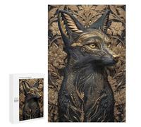 Puzzles for Teenagers 1000 PCS Gilded Guardian Fox Art Deco Jigsaws for Adults Puzzle Pattern Assembly Challenging To Complete Family Fun & Game Night 1000 PCS